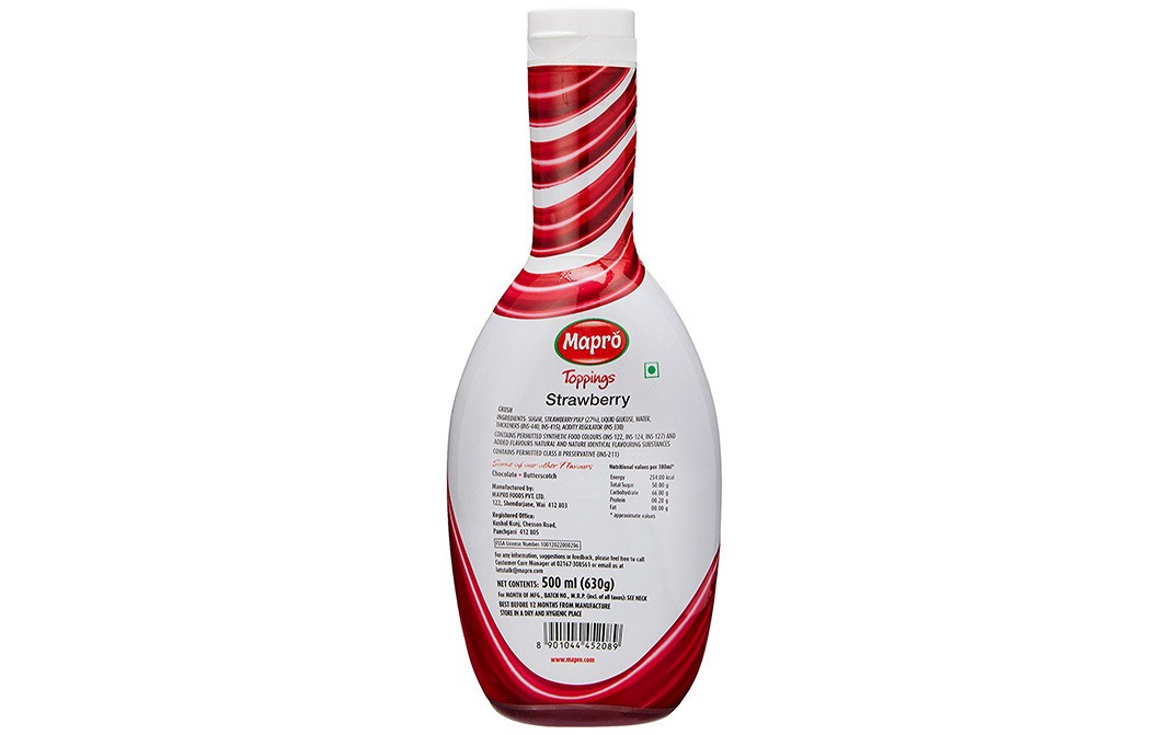 Mapro Toppings Strawberry Crush    Plastic Bottle  500 millilitre